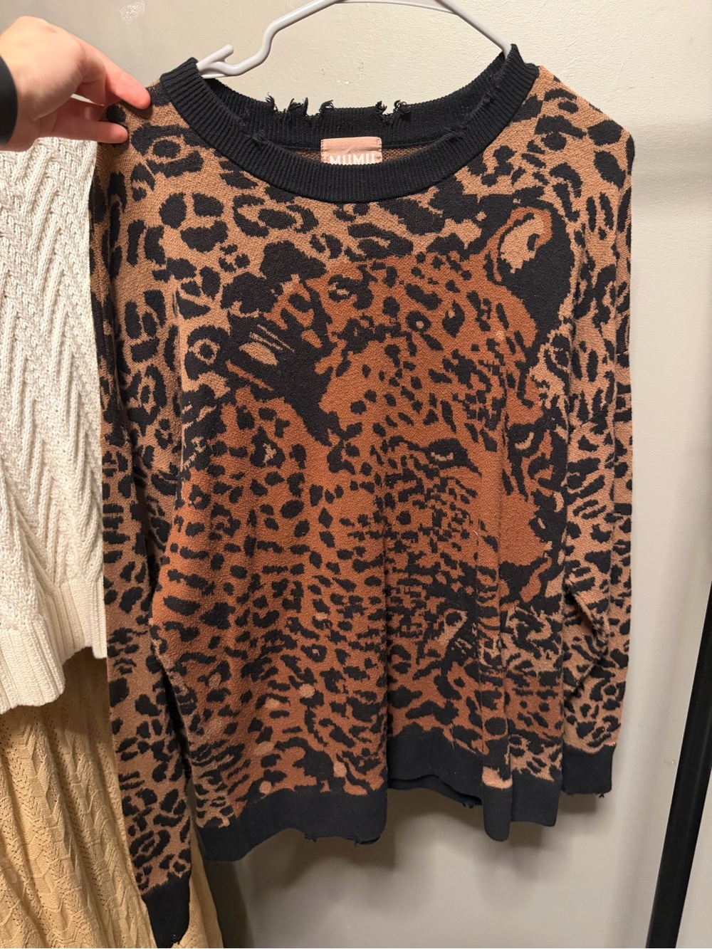 Show Me Your MuMu Black & Brown Leopard-Print Crewneck Sweater